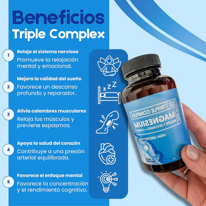MAGNESIO TRIPLE ACCIÓN AVANZADA - RELAJA TU CUERPO Y DESCANSA MEJOR