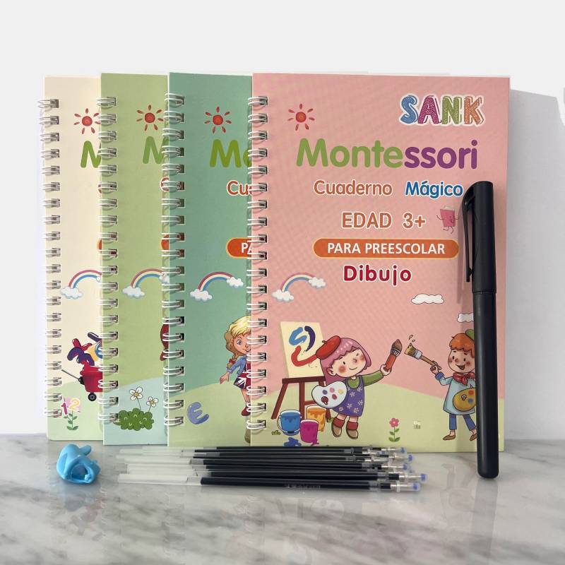 Set 4 Cuadernos Mágicos para Niños Reutilizable