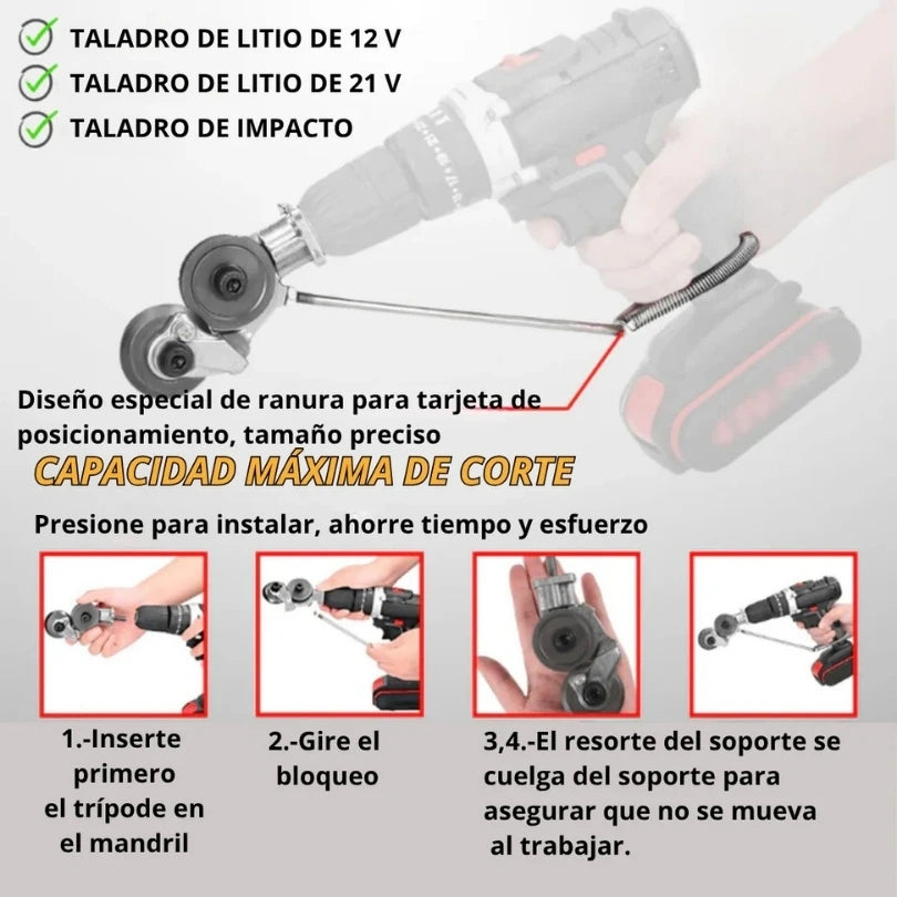 CUTTERPRO™ adaptador de corte de metal para taladro (NO INCLUYE EL TALADRO)