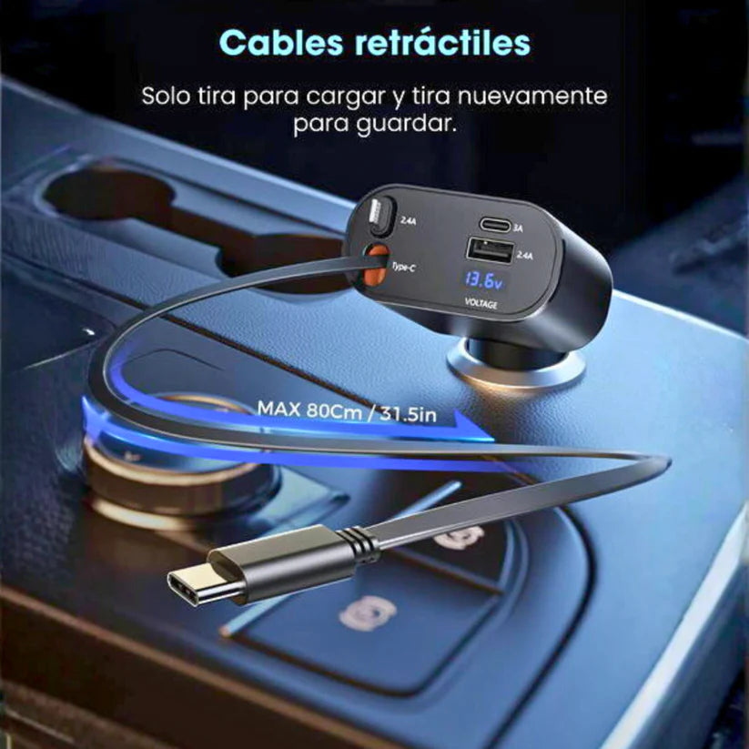 FastLink Pro™ | Cargador Retráctil para Auto 4 en 1 + ENVIO GRATIS