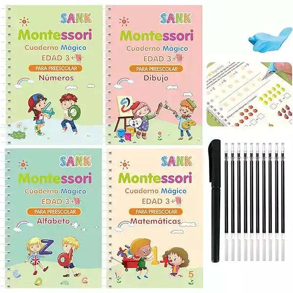 Set 4 Cuadernos Mágicos para Niños Reutilizable